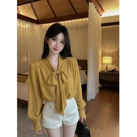 夏季新款法式温柔风飘带设计防晒宽松雪纺衫衬衫 服裝批發女裝批發服飾貨源