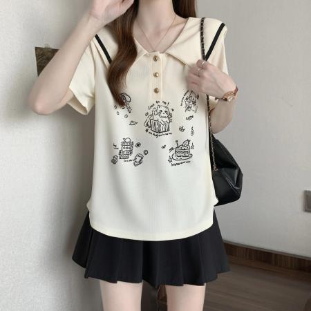 夏季新款胖mm大码女学院风海军领短袖T恤韩系小清新上衣 服裝批發女裝批發服飾貨源