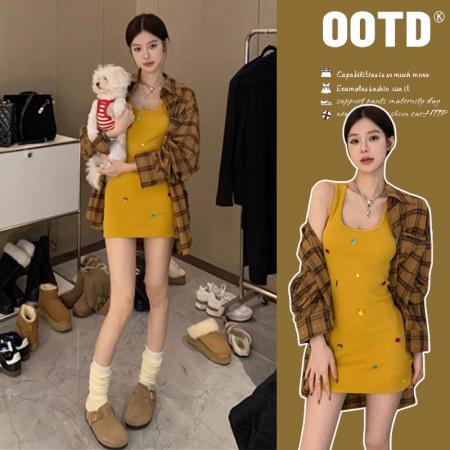 BY16175# 大码女装气质吊带连衣裙女夏季内搭高级感休闲重工钉钻无袖 服裝批發女裝批發服飾貨源