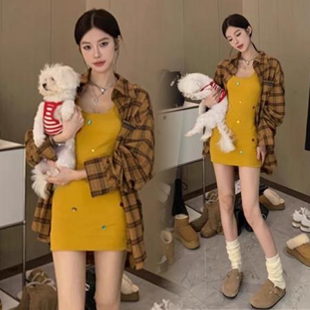 BY16175# 大码女装气质吊带连衣裙女夏季内搭高级感休闲重工钉钻无袖 服裝批發女裝批發服飾貨源