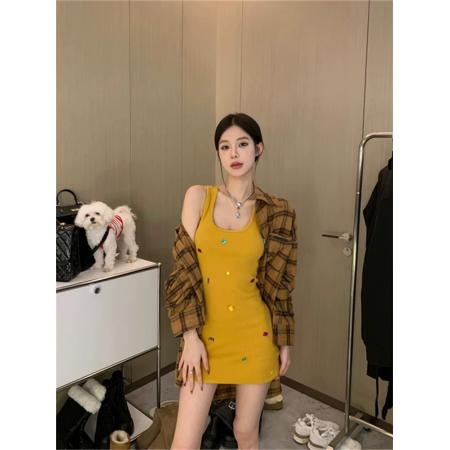 BY16175# 大码女装气质吊带连衣裙女夏季内搭高级感休闲重工钉钻无袖 服裝批發女裝批發服飾貨源