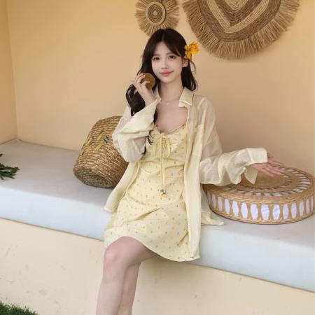 BY16176# 大码女装度假风花边连衣裙夏季新款微胖碎花吊带裙 服裝批發女裝批發服飾貨源