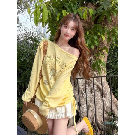 BY16206# 韩系卡通芭蕾薄款罩衫女宽松圆领长袖防晒衫上衣 服裝批發女裝批發服飾貨源