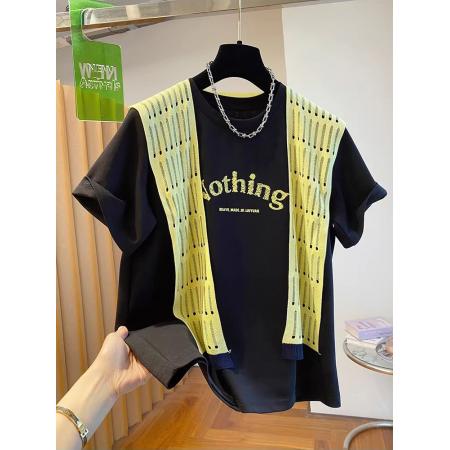 BY16239# 白色披肩短袖t恤女夏新款宽松洋气超好看今年流行打底衫上衣 服裝批發女裝批發服飾貨源