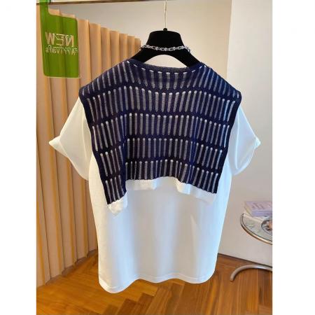 BY16239# 白色披肩短袖t恤女夏新款宽松洋气超好看今年流行打底衫上衣 服裝批發女裝批發服飾貨源