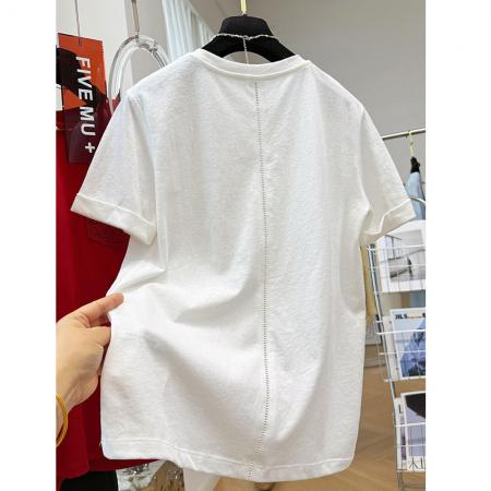 BY16243# 韩系蕾丝口袋正肩短袖t恤女夏巨好看打底衣女内搭高级感可外穿 服裝批發女裝批發服飾貨源