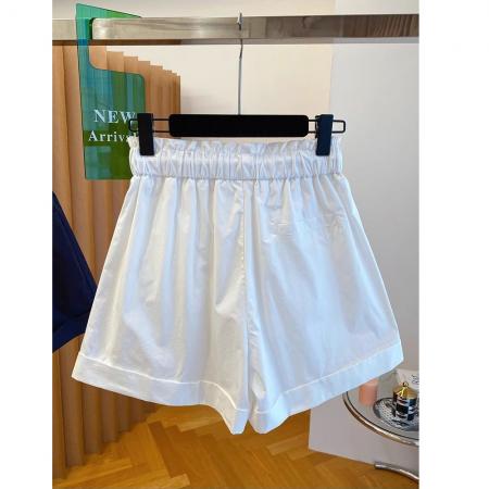 BY16247# 高级感复古阔腿短裤女夏宽松显瘦抽绳松紧高腰显瘦休闲a字热裤裙 服裝批發女裝批發服飾貨源