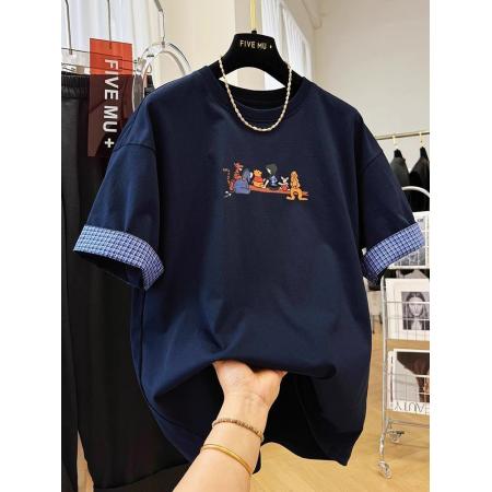 BY16248# 复古高级感卡通印花减龄休闲短袖T恤女夏季欧货洋气宽松百搭上衣 服裝批發女裝批發服飾貨源