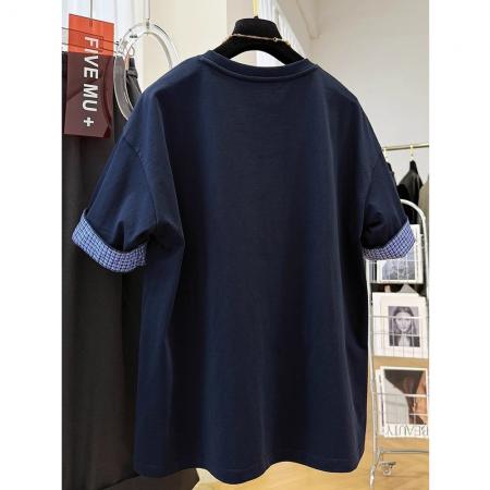 BY16248# 复古高级感卡通印花减龄休闲短袖T恤女夏季欧货洋气宽松百搭上衣 服裝批發女裝批發服飾貨源