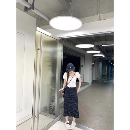 BY16261# 人棉泽西岛玫瑰温柔蕾丝方领花苞袖短款上衣一字肩 服裝批發女裝批發服飾貨源