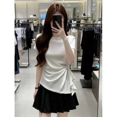 BY16262# 夏季新款设计百搭休闲针织T恤女大码显瘦透气显瘦单上衣 服裝批發女裝批發服飾貨源