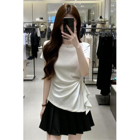 BY16262# 夏季新款设计百搭休闲针织T恤女大码显瘦透气显瘦单上衣 服裝批發女裝批發服飾貨源