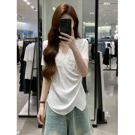 BY16263# 夏季新款刺绣百搭钉珠设计冰丝针织衫大码显瘦透气上衣 服裝批發女裝批發服飾貨源