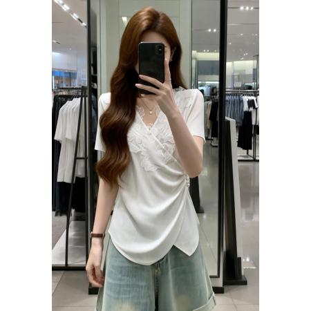 BY16263# 夏季新款刺绣百搭钉珠设计冰丝针织衫大码显瘦透气上衣 服裝批發女裝批發服飾貨源