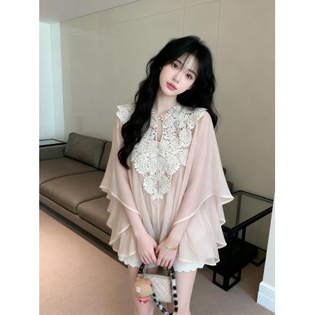 BY16269# 法式富家千金春季新款时尚洋气拼接小衫 服裝批發女裝批發服飾貨源