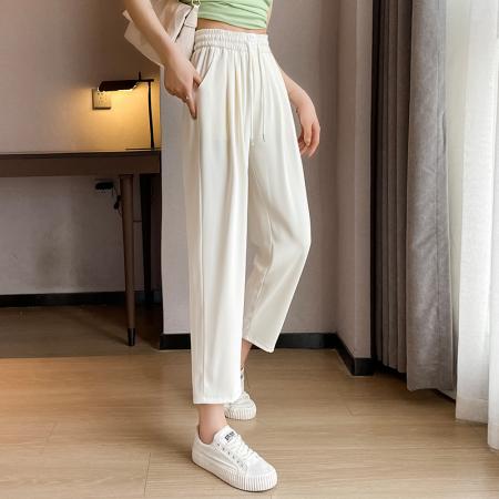 BY16270# 夏季新款时尚高腰显瘦抽绳收腰垂感休闲九分裤烟管裤女 服裝批發女裝批發服飾貨源