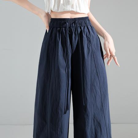 BY16271# 夏季新款时尚木耳花边裤脚九分裤宽松显瘦薄款休闲裤 服裝批發女裝批發服飾貨源