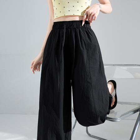 BY16271# 夏季新款时尚木耳花边裤脚九分裤宽松显瘦薄款休闲裤 服裝批發女裝批發服飾貨源