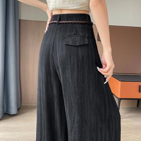 BY16272# 夏季新款扎染亚麻百搭宽松垂感直筒拖地休闲阔腿裤 服裝批發女裝批發服飾貨源