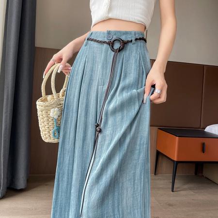 BY16272# 夏季新款扎染亚麻百搭宽松垂感直筒拖地休闲阔腿裤 服裝批發女裝批發服飾貨源