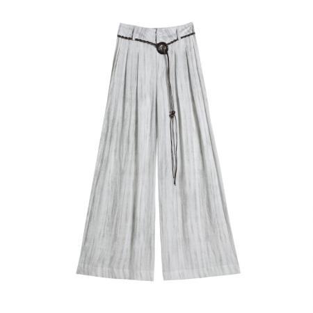 BY16272# 夏季新款扎染亚麻百搭宽松垂感直筒拖地休闲阔腿裤 服裝批發女裝批發服飾貨源