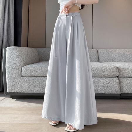 BY16273# 阔腿裤裙女夏季新款薄款裤子高腰垂感休闲裤裙白色有内衬 服裝批發女裝批發服飾貨源