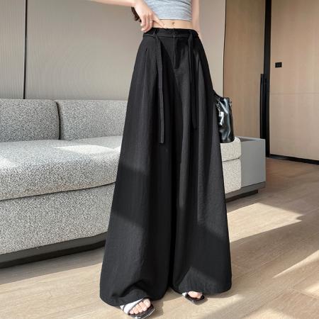 BY16273# 阔腿裤裙女夏季新款薄款裤子高腰垂感休闲裤裙白色有内衬 服裝批發女裝批發服飾貨源