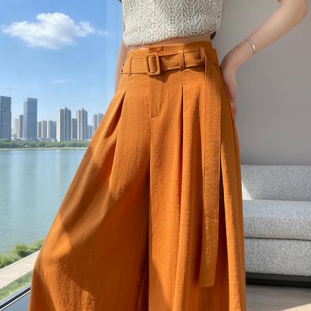 BY16274# 夏季新款阔腿裤裙女薄款裤子高腰时尚垂感休闲裤裙配腰带 服裝批發女裝批發服飾貨源