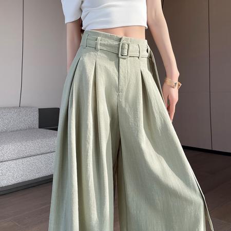 BY16274# 夏季新款阔腿裤裙女薄款裤子高腰时尚垂感休闲裤裙配腰带 服裝批發女裝批發服飾貨源