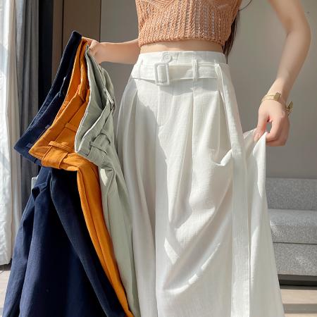 BY16274# 夏季新款阔腿裤裙女薄款裤子高腰时尚垂感休闲裤裙配腰带 服裝批發女裝批發服飾貨源