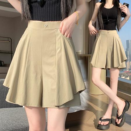 BY16309# 夏季新款后腰松紧垂感十足阔腿五分裤 服裝批發女裝批發服飾貨源