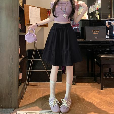 BY16311# 夏季新款学院风休闲设计百搭纯色半身裙 服裝批發女裝批發服飾貨源