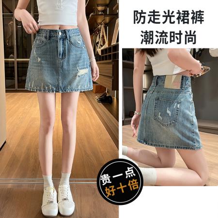 BY16324# 复古风格牛仔短裙女夏季薄款新款宽松显瘦气质韩版破洞短裤子 服裝批發女裝批發服飾貨源