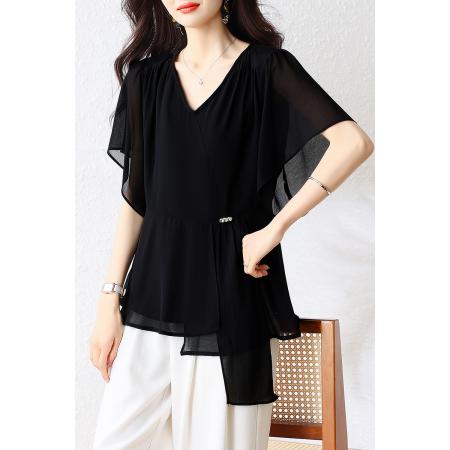 BY16339# 夏季大码女装雪纺衫时尚休闲胖妹妹显瘦宽松百搭上衣女 服裝批發女裝批發服飾貨源