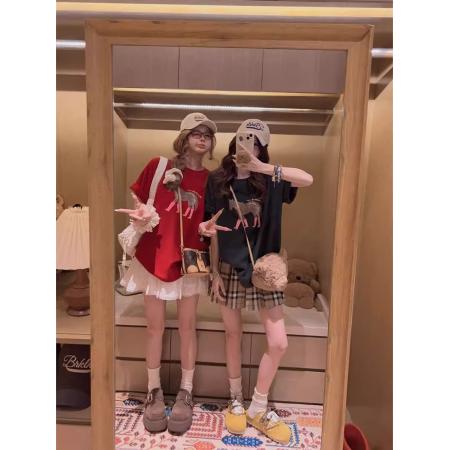 BY16351# 纯棉-春夏装短袖T恤女韩版印花 服裝批發女裝批發服飾貨源