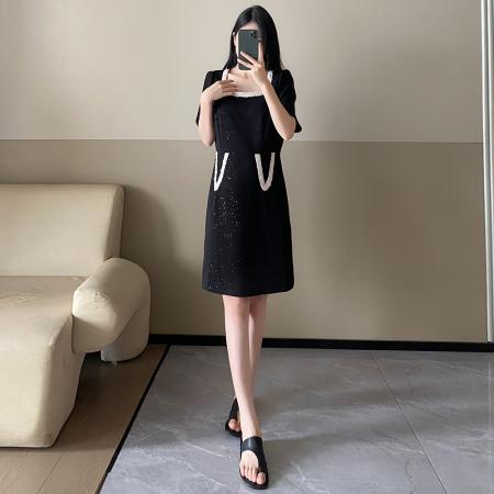 BY16356# 大码女装夏季新款轻奢高级感时尚减龄梨形身材胖mm连衣裙 服裝批發女裝批發服飾貨源