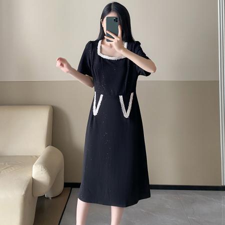 BY16356# 大码女装夏季新款轻奢高级感时尚减龄梨形身材胖mm连衣裙 服裝批發女裝批發服飾貨源