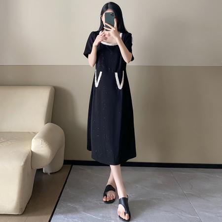 BY16356# 大码女装夏季新款轻奢高级感时尚减龄梨形身材胖mm连衣裙 服裝批發女裝批發服飾貨源