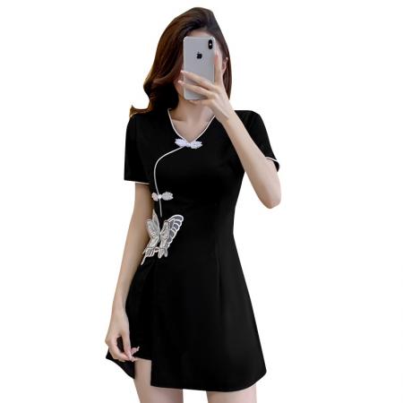 BY16359# 夏季新款新中式旗袍上衣短裤两件套套装女 服裝批發女裝批發服飾貨源