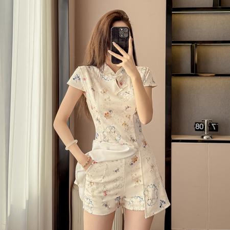 BY16362# 弹力夏季新款法式时尚设计感收腰显瘦连衣裙套装 服裝批發女裝批發服飾貨源