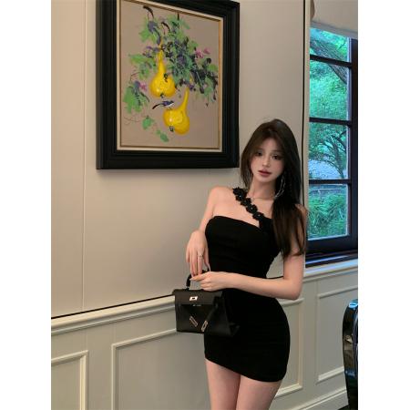 BY16373# 名媛一字肩抹胸连衣裙女独特别致修身显瘦包臀裙 服裝批發女裝批發服飾貨源