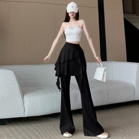 BY16392# 微喇叭裤裙女春夏新款时尚洋气高腰休闲拖地长裤 服裝批發女裝批發服飾貨源