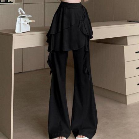 BY16392# 微喇叭裤裙女春夏新款时尚洋气高腰休闲拖地长裤 服裝批發女裝批發服飾貨源