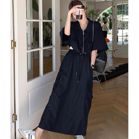 BY16396# 韩系洋气套装裙女夏季新款复古小个子休闲工装薄款半裙两件套潮 服裝批發女裝批發服飾貨源