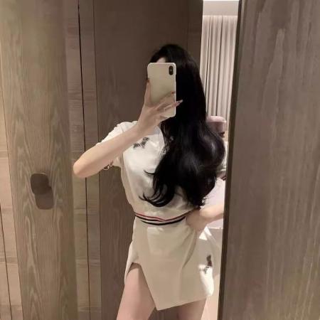 BY16397# 韩系小香风减龄套装女夏撞色翻领短袖上衣高腰开衩裙两件套潮 服裝批發女裝批發服飾貨源