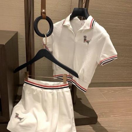 BY16397# 韩系小香风减龄套装女夏撞色翻领短袖上衣高腰开衩裙两件套潮 服裝批發女裝批發服飾貨源