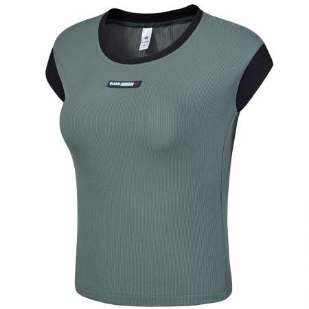 BY16408# 原版人棉薄款速干透气紧身运动短袖T恤女夏健身瑜伽舞蹈上衣 服裝批發女裝批發服飾貨源