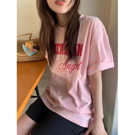 BY16436# 纯棉棉春夏装短袖T恤女韩版印花  服裝批發女裝批發服飾貨源