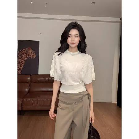 BY16448# 气质百搭显瘦圆领针织上衣  服裝批發女裝批發服飾貨源