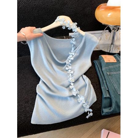 BY16464# 夏季温柔韩系风荡领长袖针织衫女修身气质气质显瘦上衣  服裝批發女裝批發服飾貨源